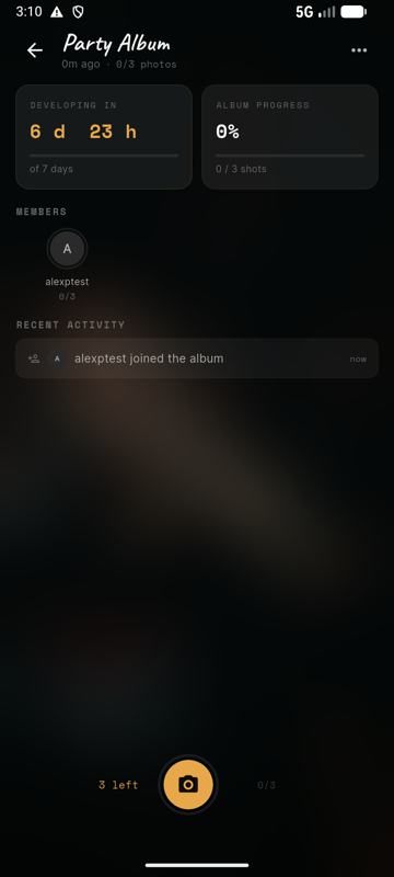 Frames album — developing countdown